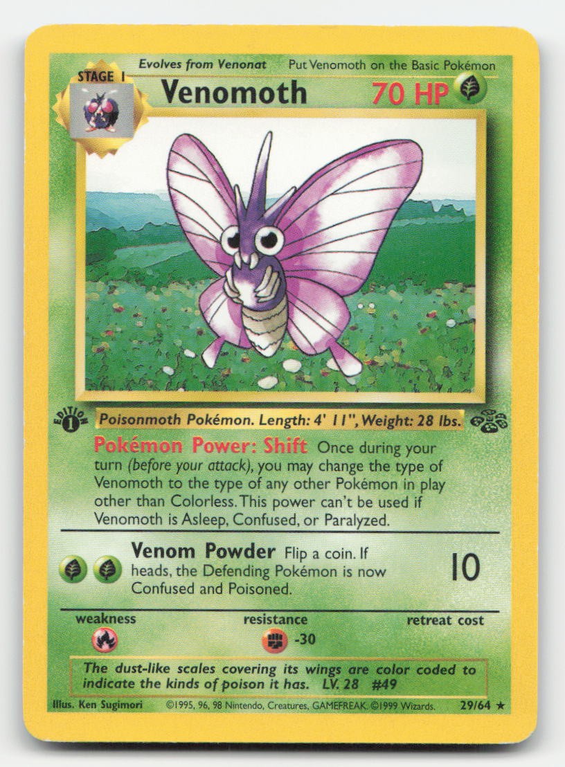 Venomoth 1st Edition Jungle 29/64 R Pokemon MP