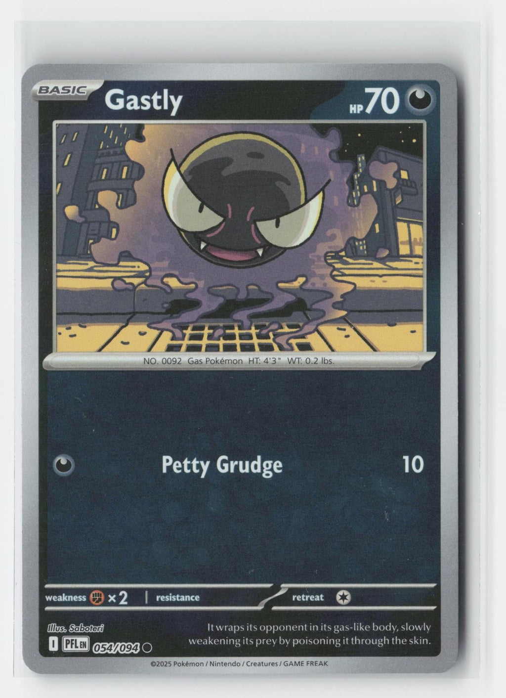 Gastly Reverse Holo Phantasmal Flames 054/094 C Pokemon NM