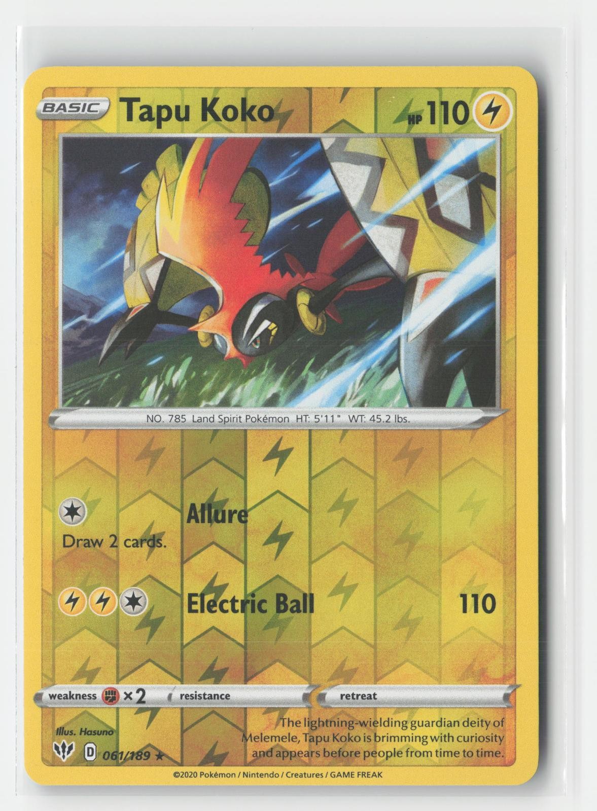 Tapu Koko Reverse Holo Holo Darkness Ablaze 061/189 R Pokemon NM