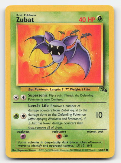 Zubat Unlimited Fossil 57/62 C Pokemon LP