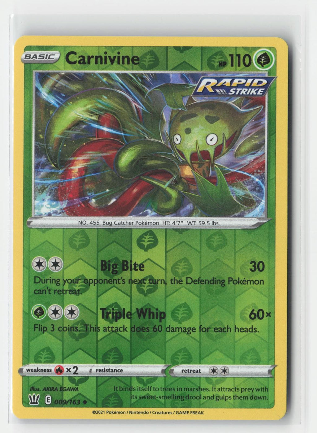 Carnivine Battle Styles 009/163 UC Pokemon Reverse Holo NM
