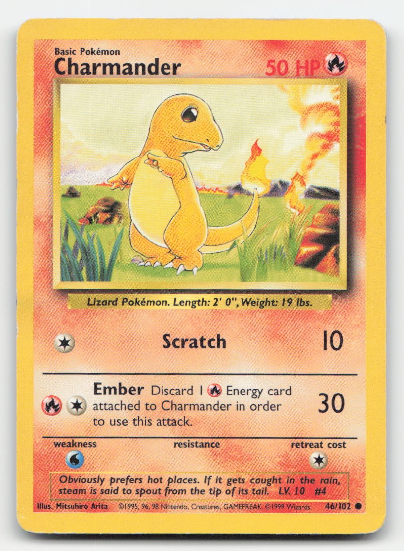 Charmander Base Set Unlimited 46/102 C Pokemon DMG