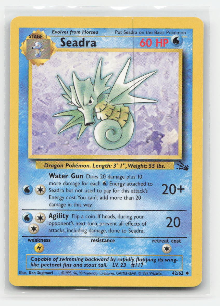 Seadra Unlimited Fossil 42/62 UC Pokemon HP