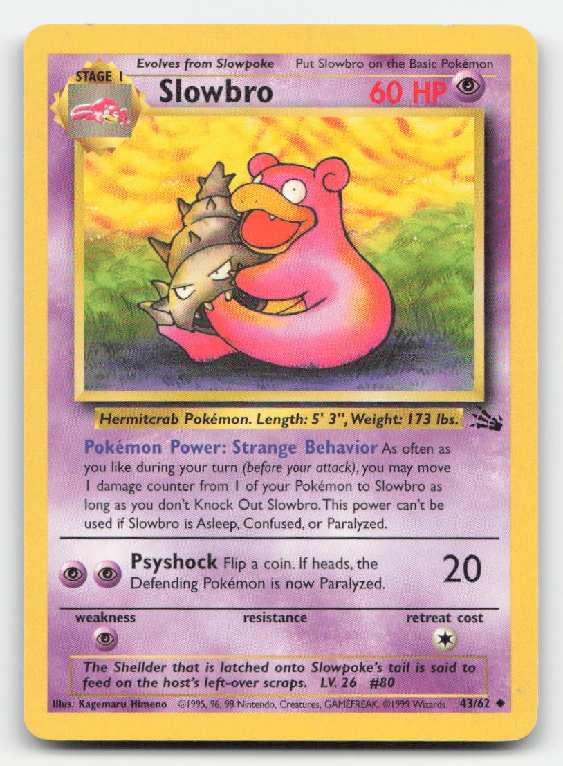 Slowbro Unlimited Fossil 43/62 UC Pokemon MP