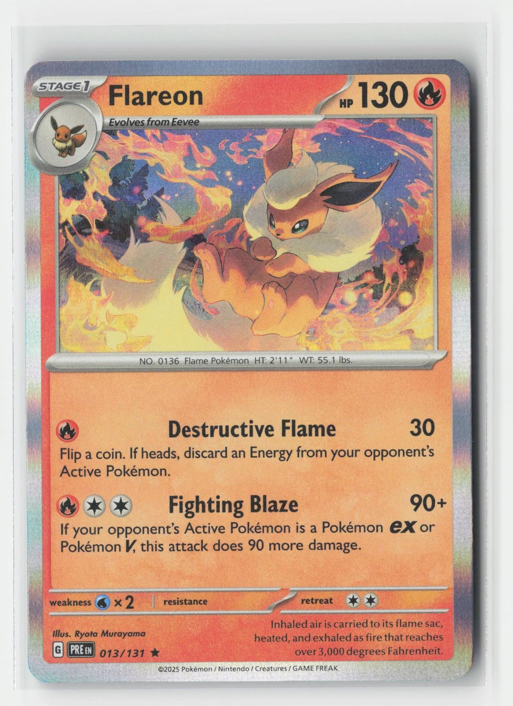 Flareon Holo Holo Prismatic Evolutions 013/131 R Pokemon NM