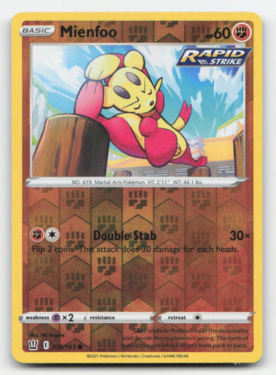 Mienfoo Reverse Holo Battle Styles 076/163 C Pokemon NM