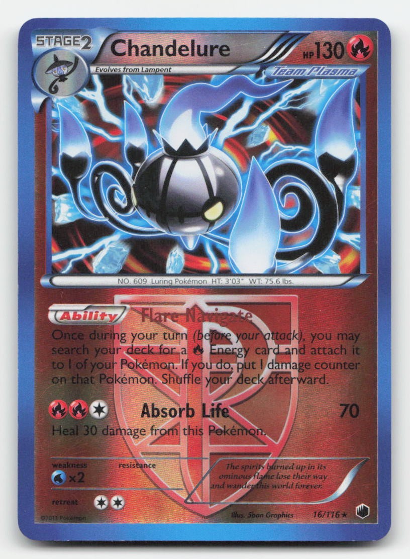 Chandelure Reverse Holo Plasma Freeze 16/116 R Pokemon LP