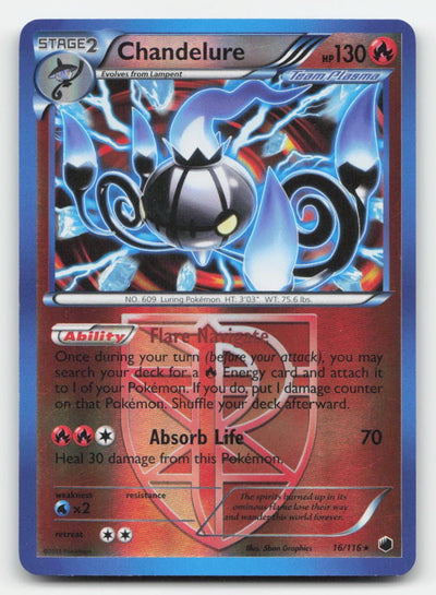 Chandelure Reverse Holo Plasma Freeze 16/116 R Pokemon LP