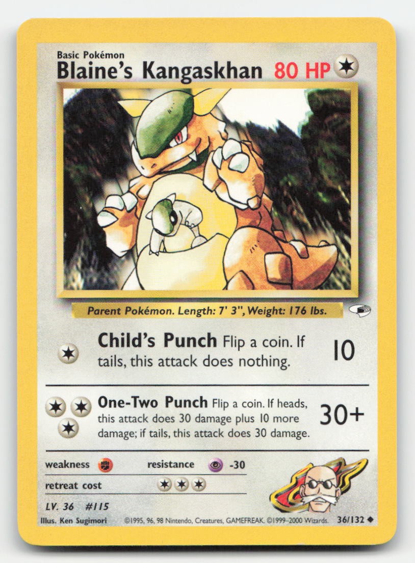 Blaine's Kangaskhan Unlimited Gym Heroes 36/132 UC Pokemon LP