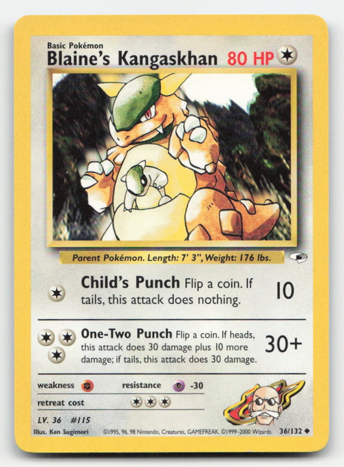 Blaine's Kangaskhan Unlimited Gym Heroes 36/132 UC Pokemon LP