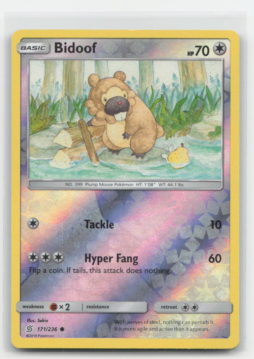 Bidoof Reverse Holo Unified Minds 171/236 C Pokemon MP
