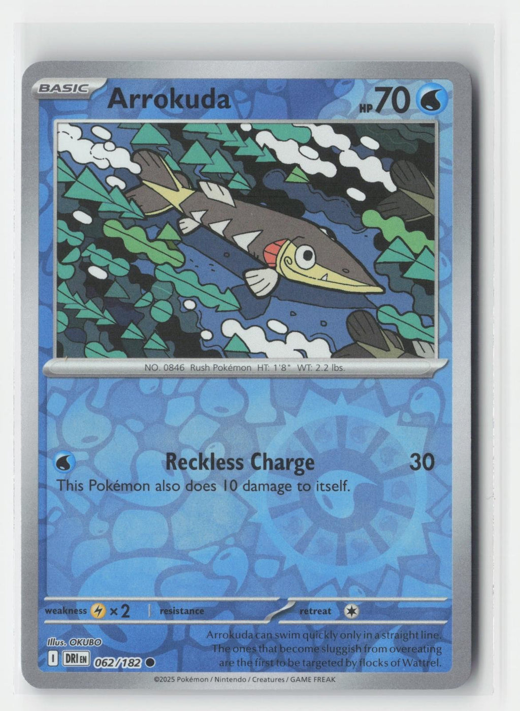Arrokuda Reverse Holo Destined Rivals 062/182 C Pokemon NM