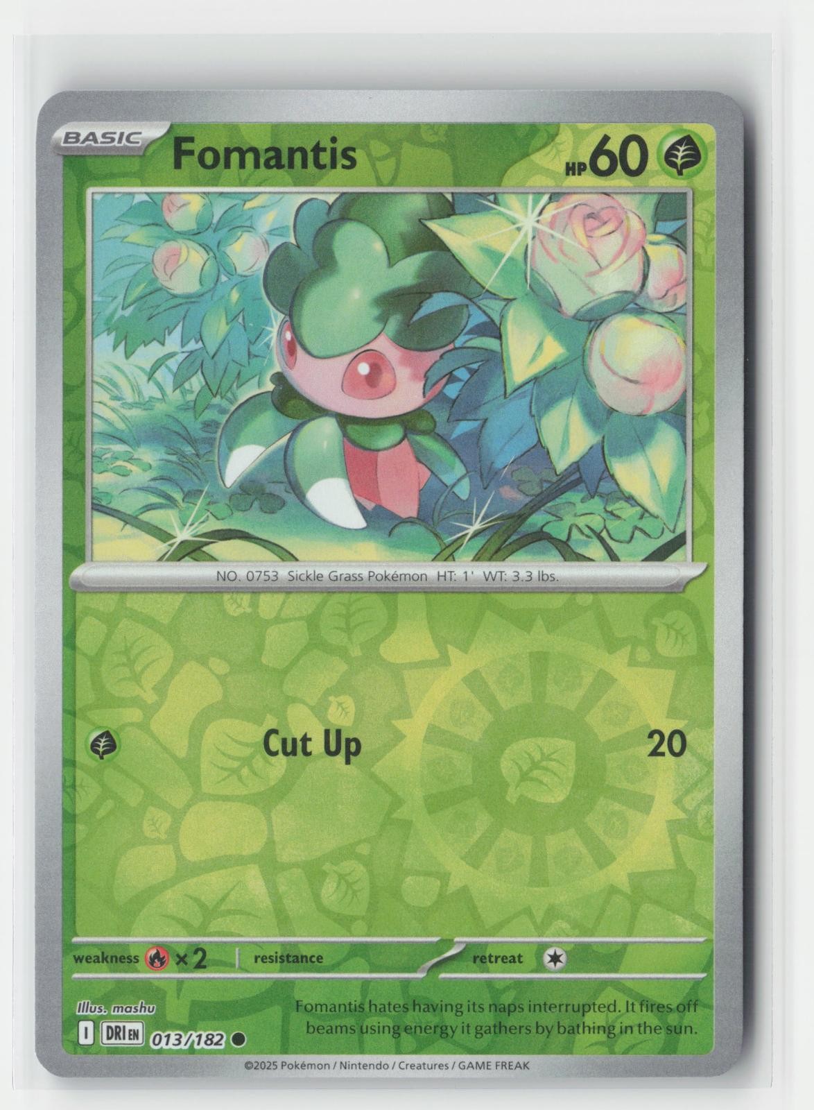 Fomantis Reverse Holo Destined Rivals 013/182 C Pokemon NM