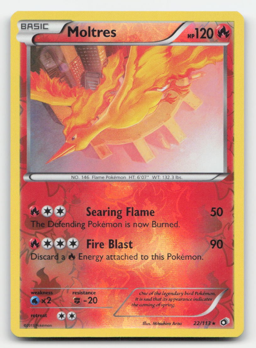 Moltres Reverse Holo Legendary Treasures 22/113 Holo Rare Pokemon MP