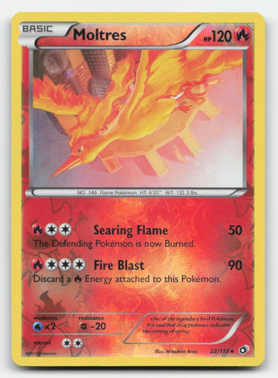 Moltres Reverse Holo Legendary Treasures 22/113 Holo Rare Pokemon MP