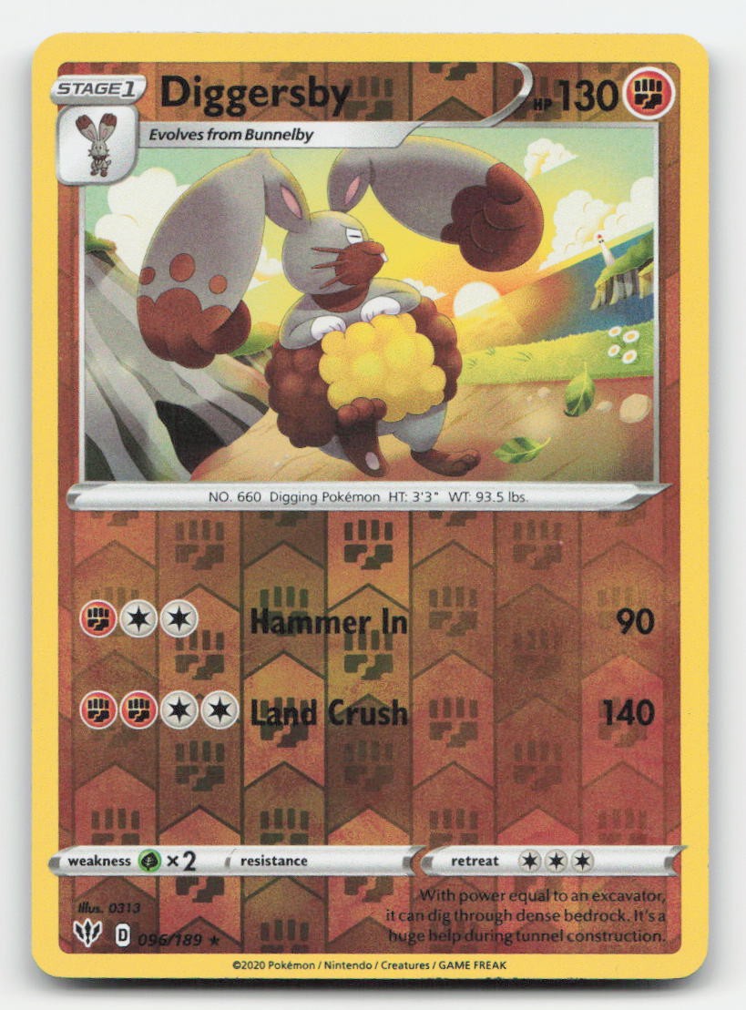 Diggersby Reverse Holo Darkness Ablaze 096/189 R Pokemon NM