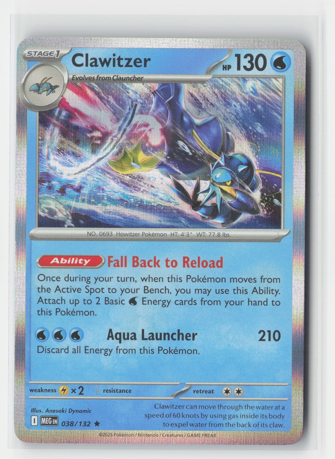 Clawitzer Holo ME01: Mega Evolution MEG 038/132 Pokemon TCG