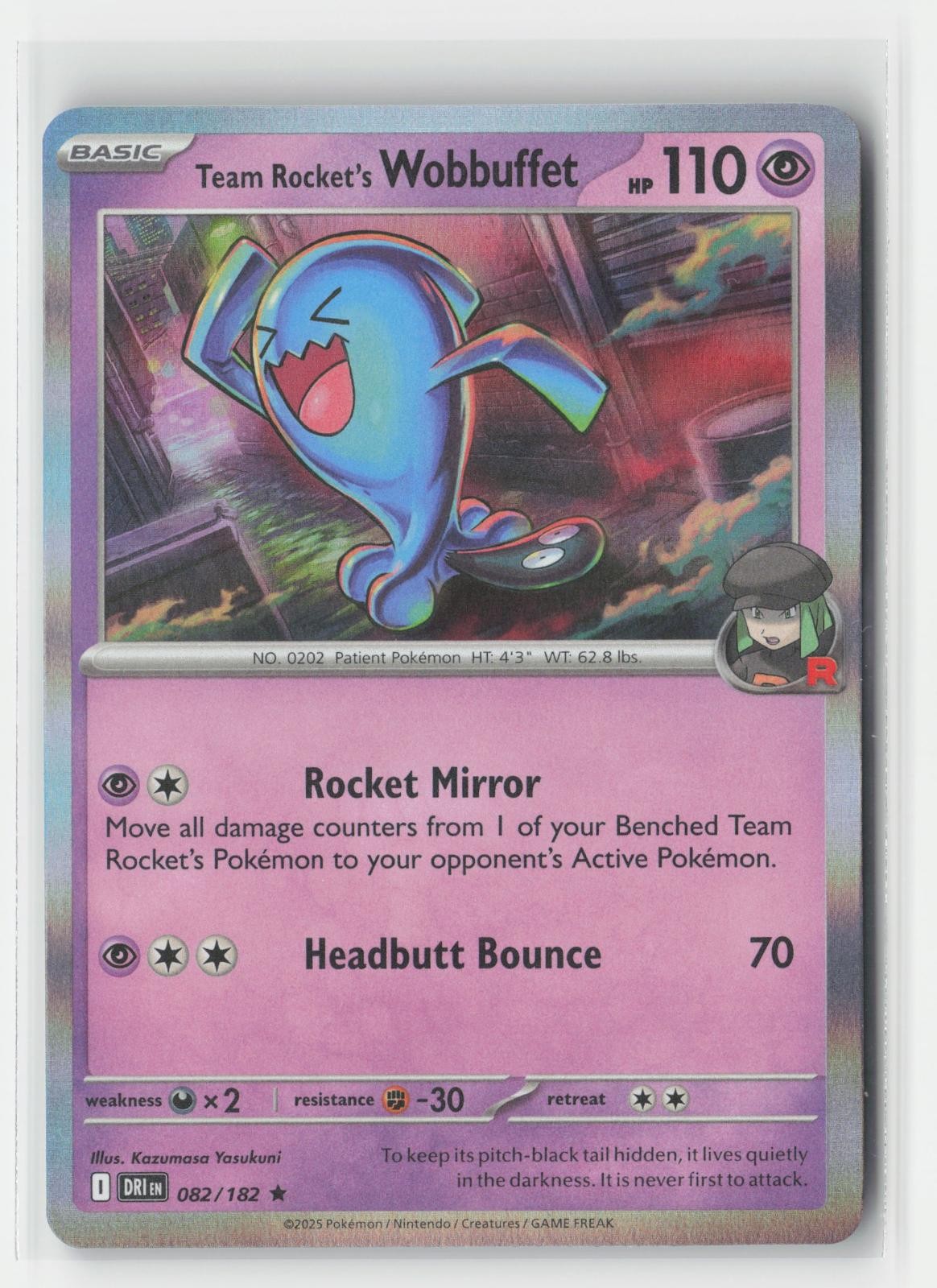 Team Rocket's Wobbuffet Holo Destined Rivals 082/182 R Pokemon NM
