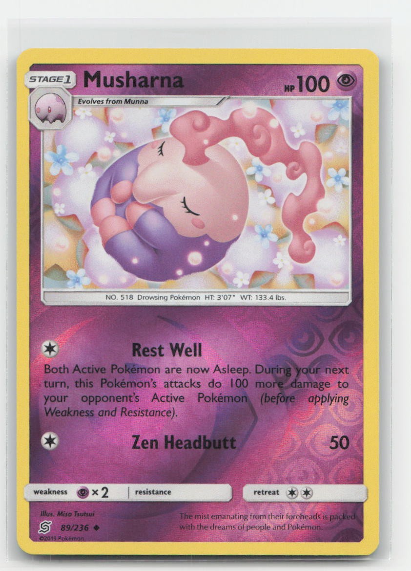 Musharna Reverse Holo Unified Minds 89/236 UC Pokemon LP