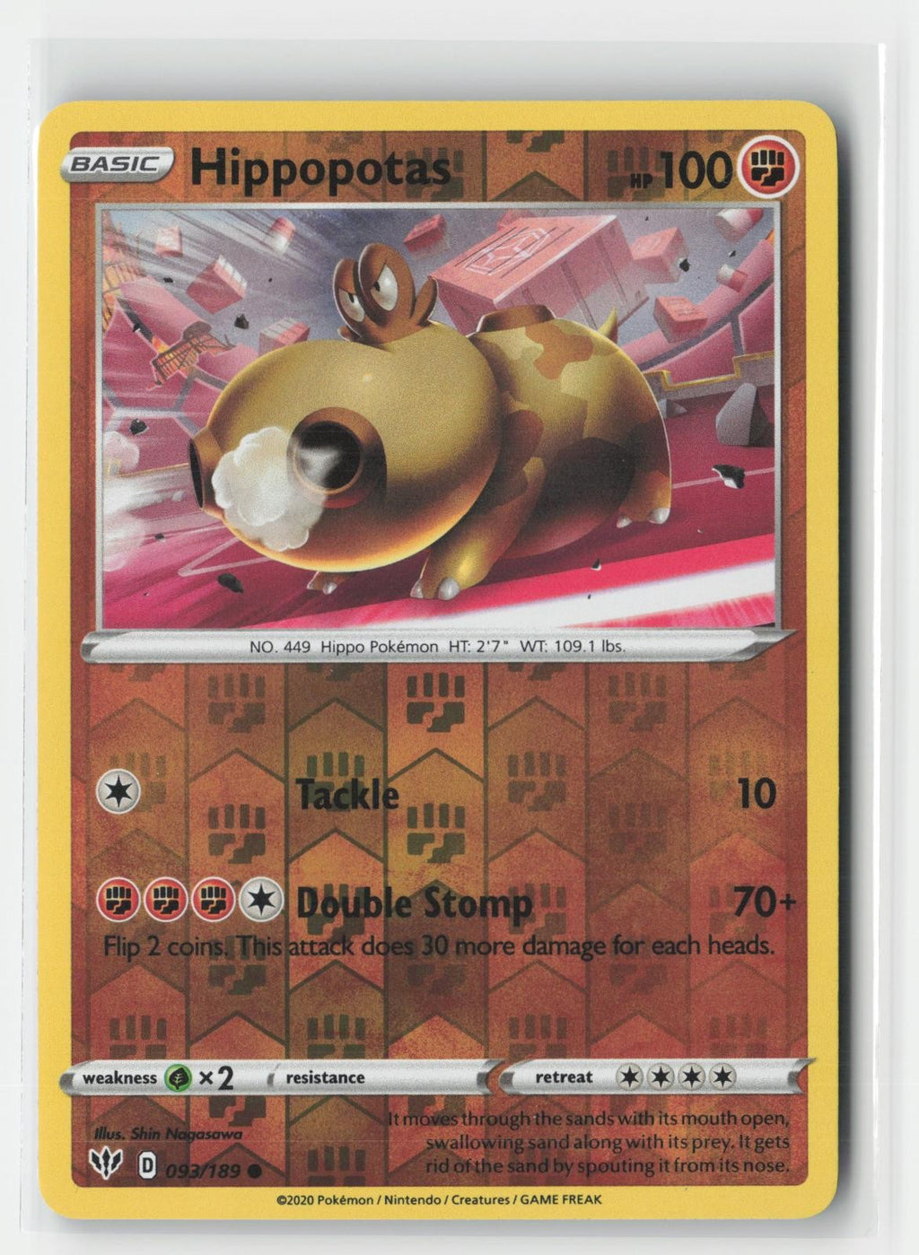 Hippopotas Darkness Ablaze 093/189 C Pokemon Reverse Holo NM