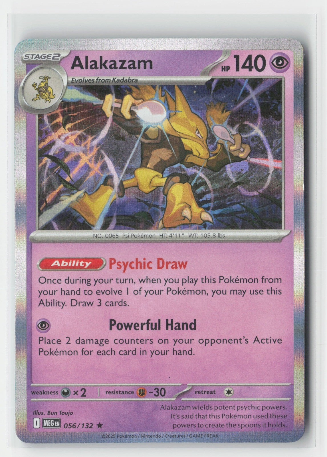 Alakazam Holofoil ME01: Mega Evolution MEG 056/132 Pokemon TCG