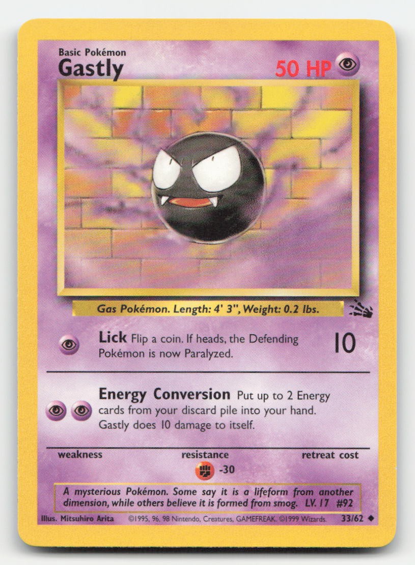 Gastly Unlimited Fossil 33/62 UC Pokemon LP