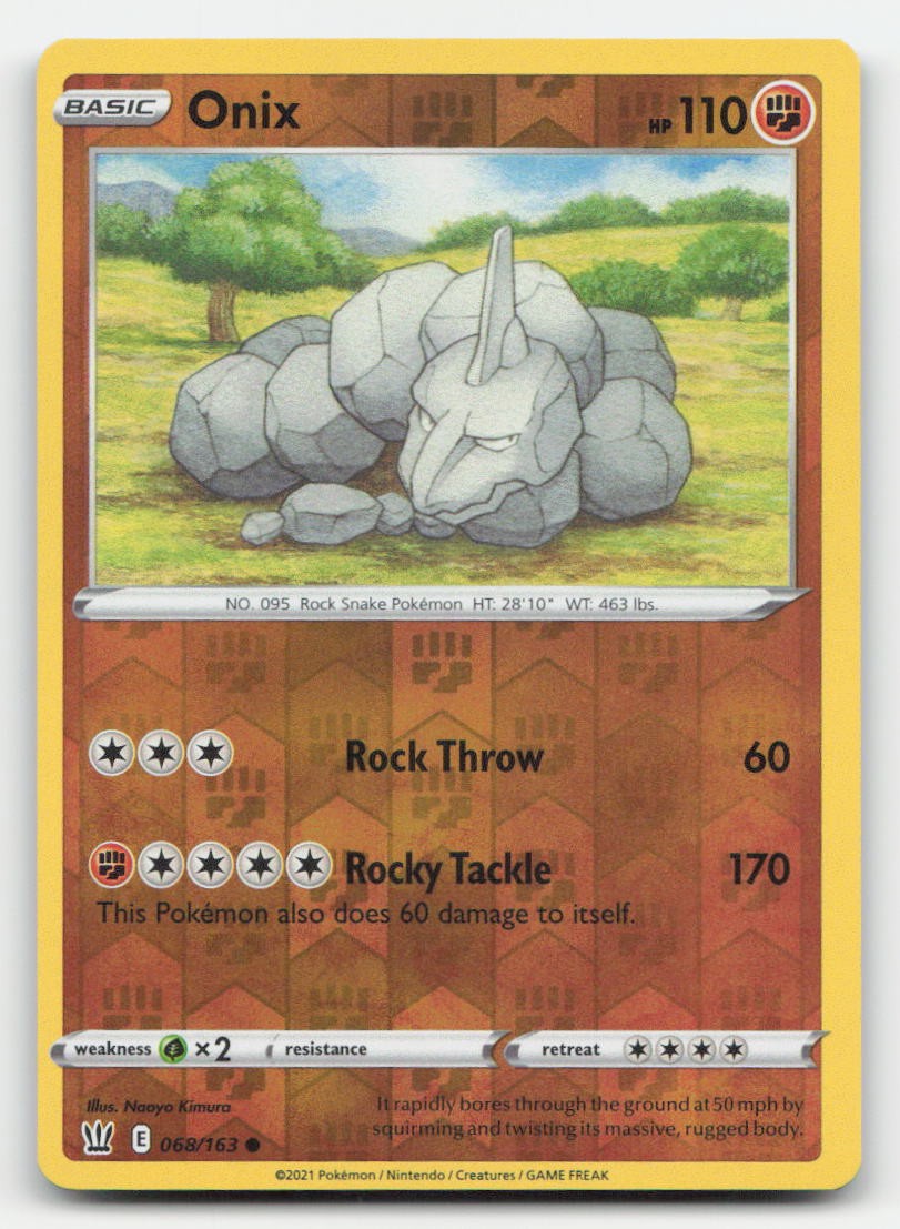 Onix Reverse Holo Battle Styles 068/163 C Pokemon NM