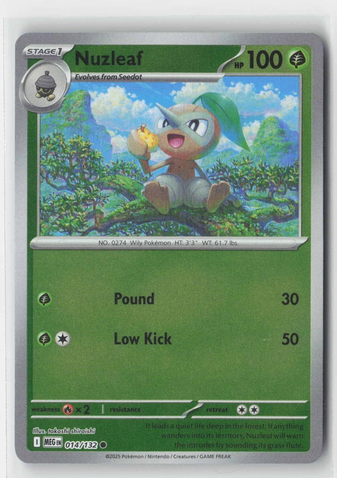 Nuzleaf Reverse Holo ME01: Mega Evolution MEG 014/132 Pokemon TCG