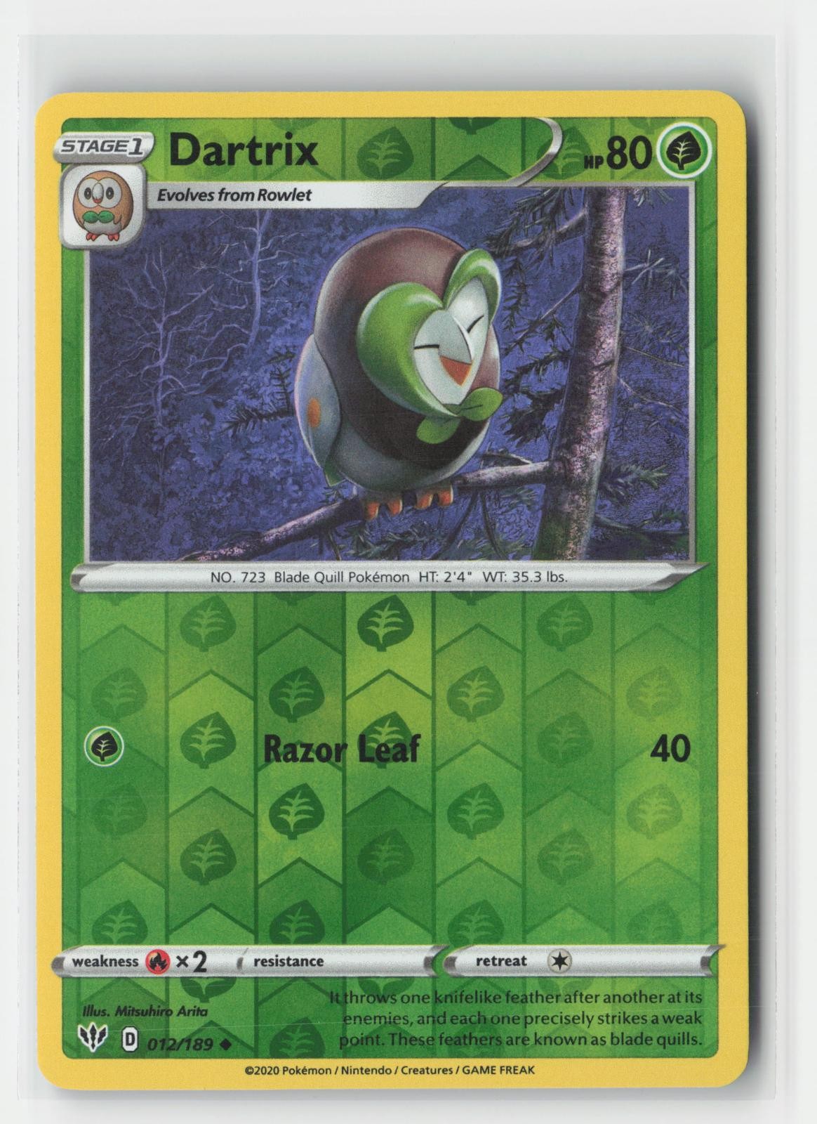 Dartrix Darkness Ablaze 012/189 UC Pokemon Reverse Holo NM