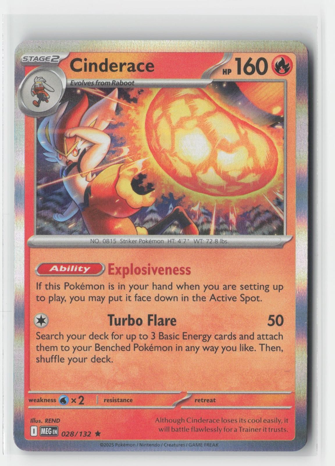 Cinderace Holo Mega Evolution 028/132 R Pokemon NM