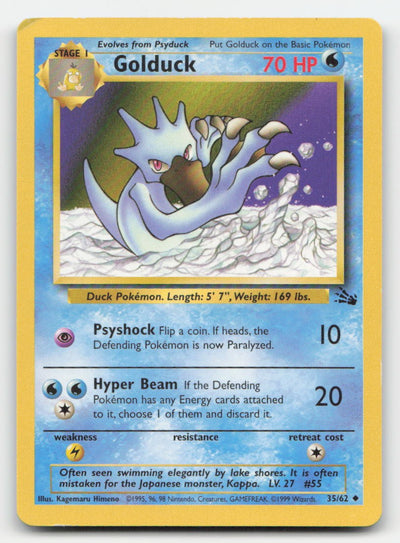 Golduck Unlimited Fossil 35/62 UC Pokemon HP