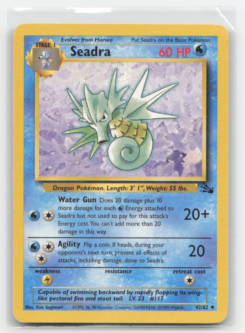Seadra Unlimited Fossil 42/62 UC Pokemon MP