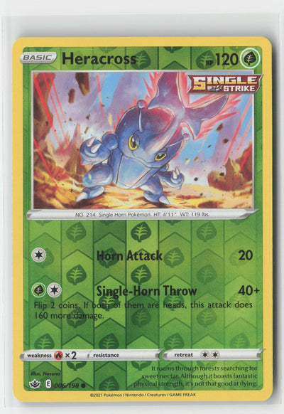 Heracross Reverse Holo Chilling Reign 006/198 C Pokemon NM