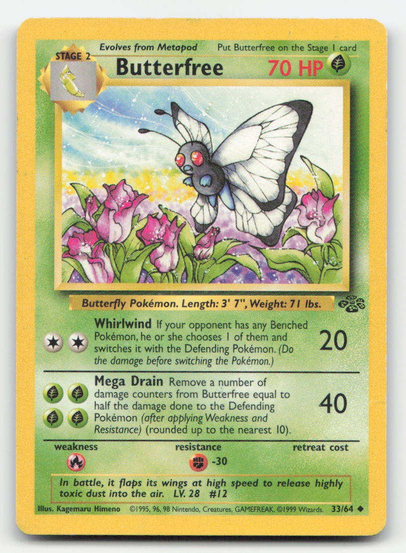 Butterfree Unlimited Jungle 33/64 UC Pokemon DMG