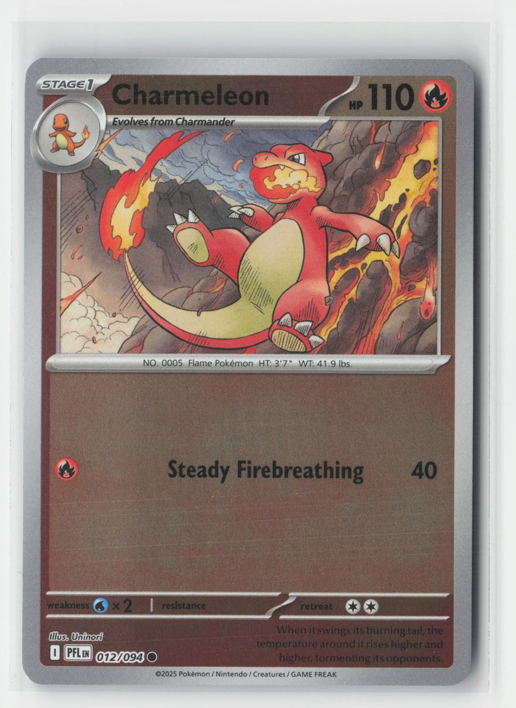 Charmeleon Phantasmal Flames 012/094 C Pokemon Reverse Holo NM