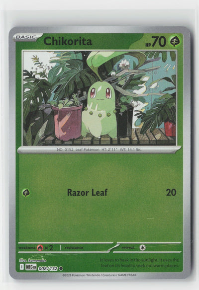 Chikorita Reverse Holo ME01: Mega Evolution MEG 008/132