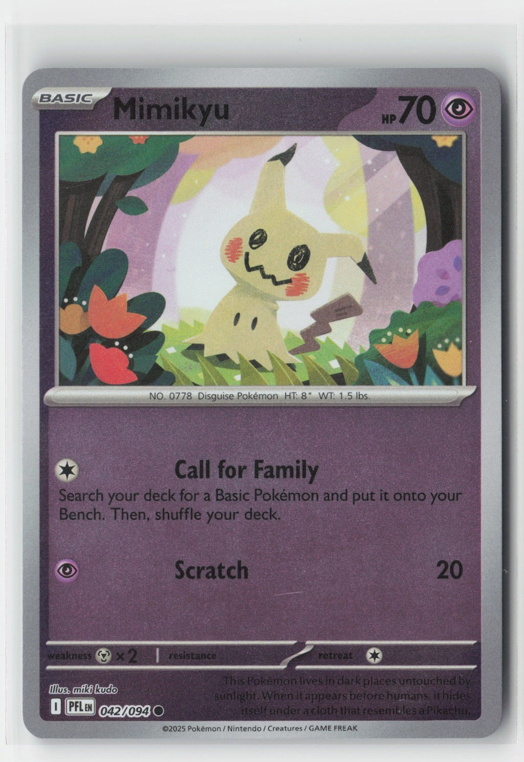 Mimikyu Reverse Holo ME02: Phantasmal Flames PFL 042/094 Pokemon TCG