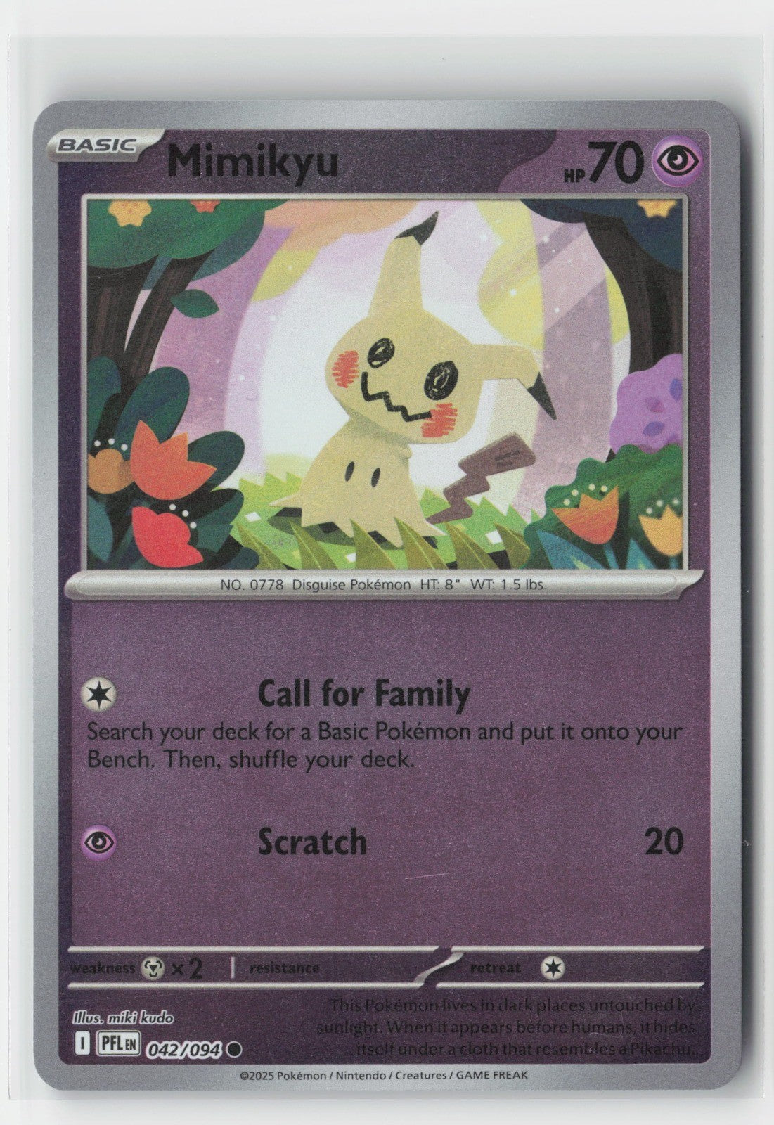 Mimikyu Reverse Holo ME02: Phantasmal Flames PFL 042/094 Pokemon TCG