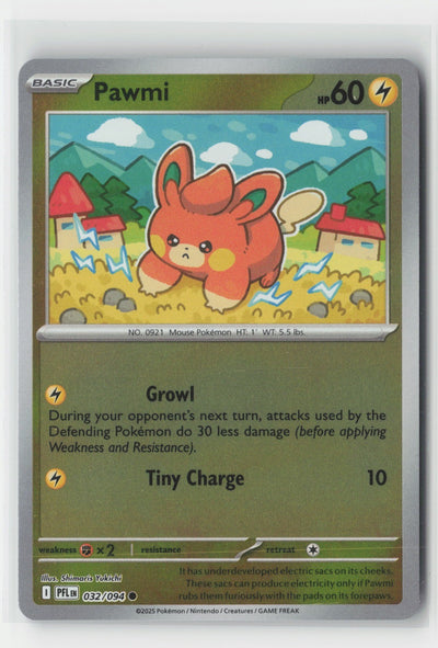 Pawmi Reverse Holo ME02: Phantasmal Flames PFL 032/094 Pokemon TCG