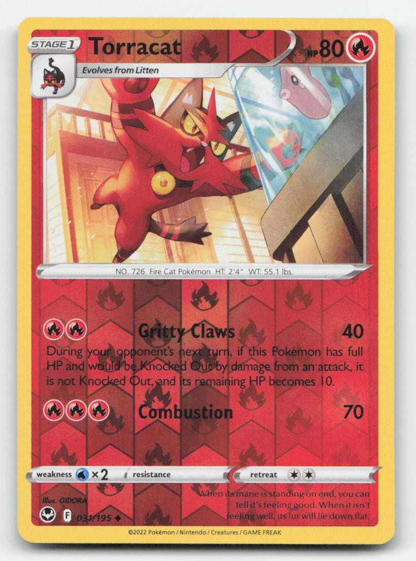 Torracat Reverse Holo Silver Tempest 031/195 UC Pokemon NM