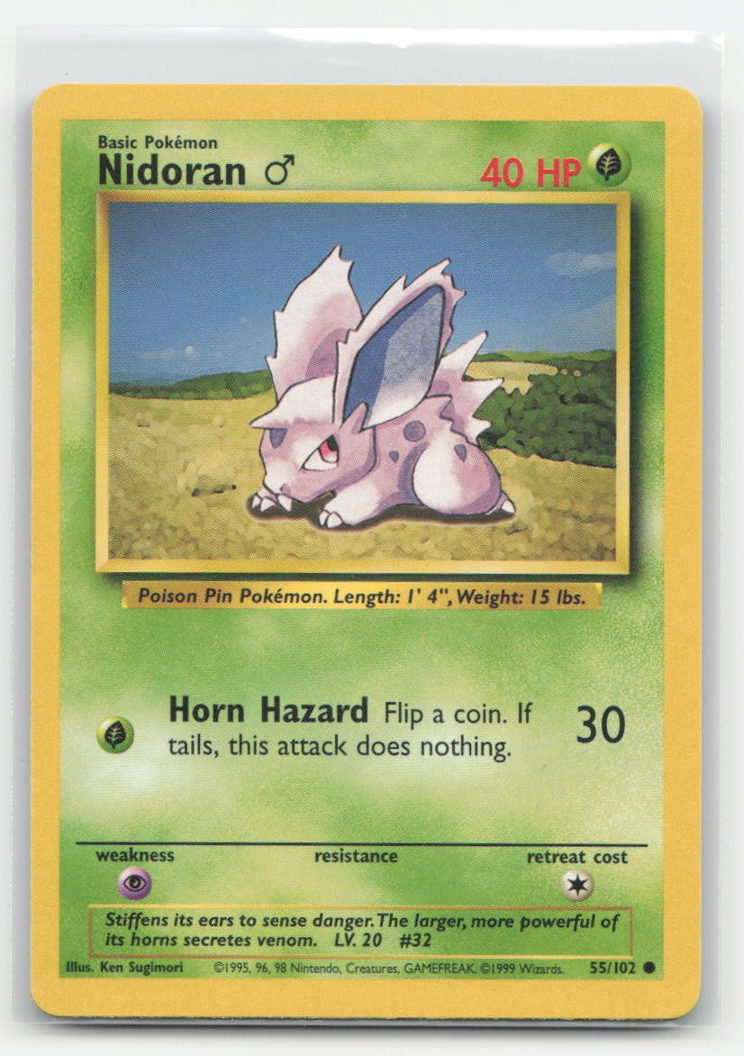 Nidoran M Base Set Unlimited 55/102 C Pokemon MP