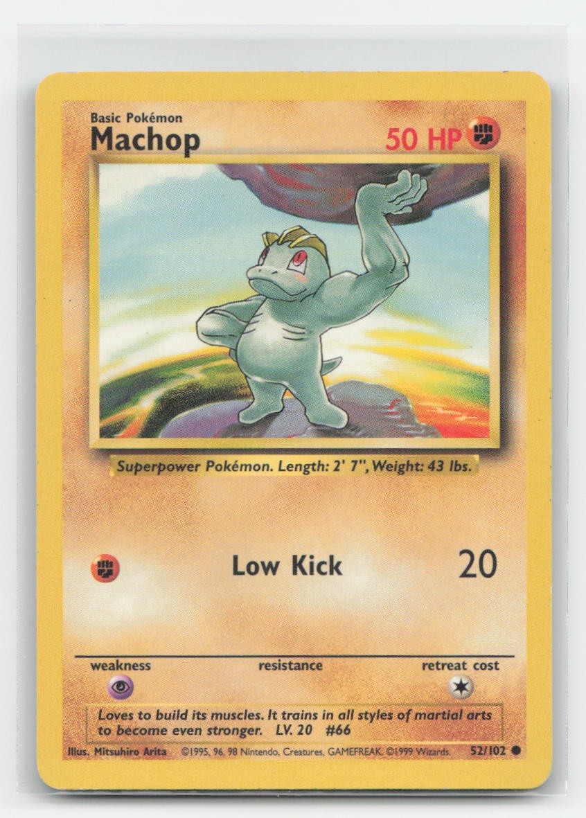Machop Base Set Unlimited 52/102 C Pokemon DMG