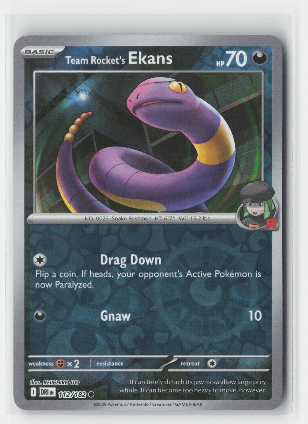 Team Rocket's Ekans Destined Rivals 112/182 C Pokemon Reverse Holo NM