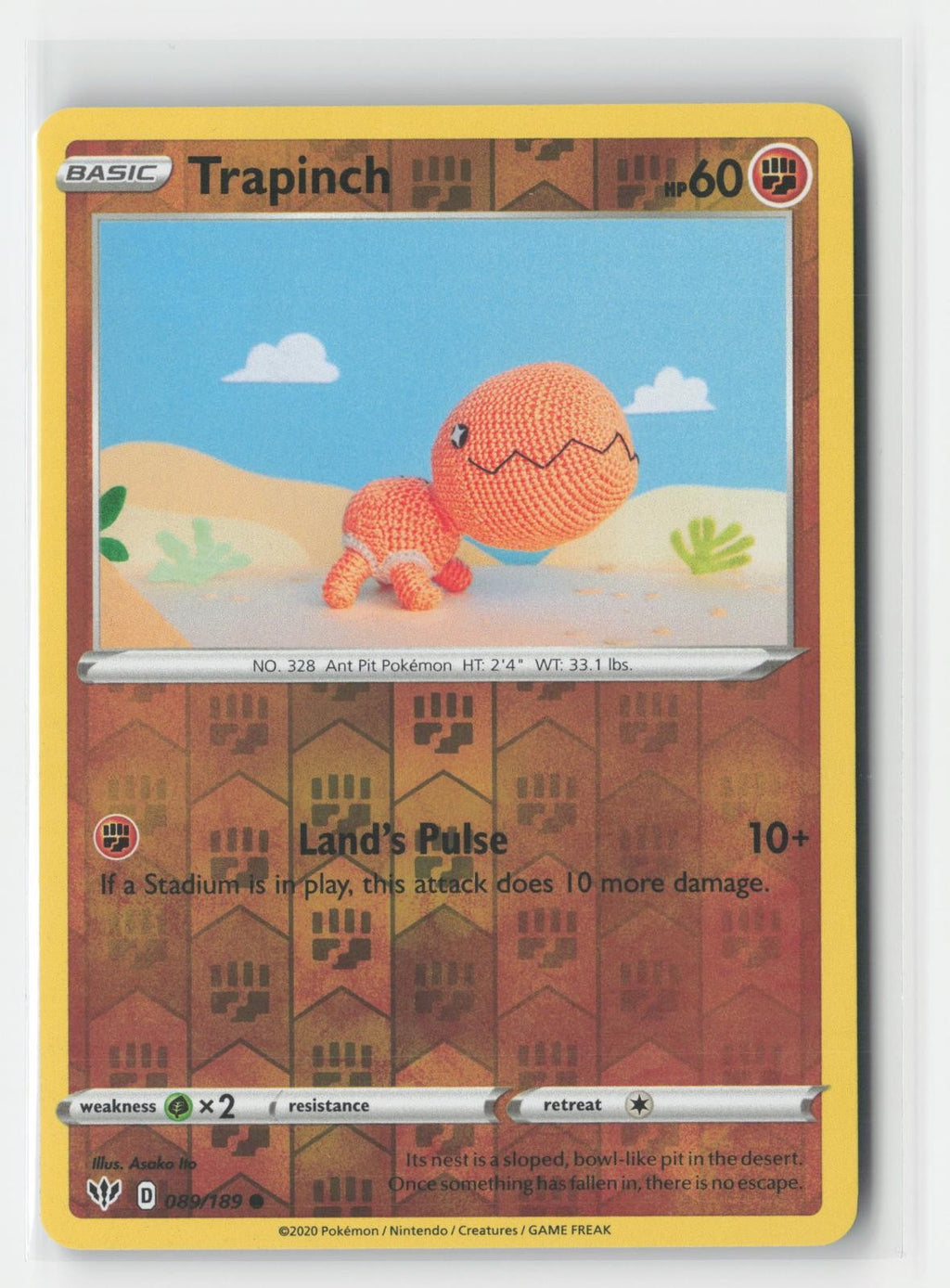 Trapinch Reverse Holo Darkness Ablaze 089/189 C Pokemon NM