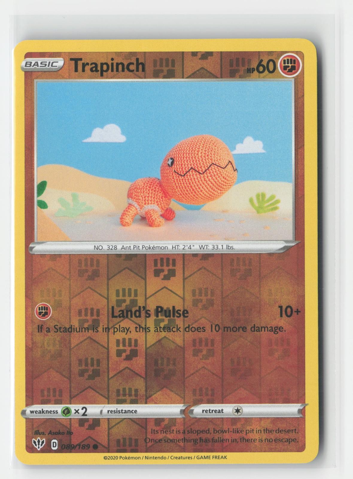 Trapinch Reverse Holo Darkness Ablaze 089/189 C Pokemon NM