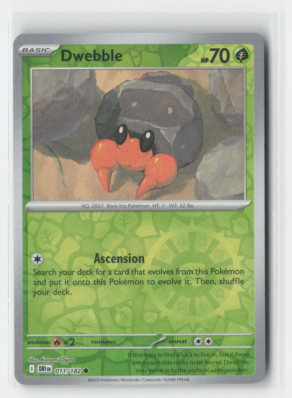Dwebble Reverse Holo Destined Rivals 011/182 C Pokemon NM