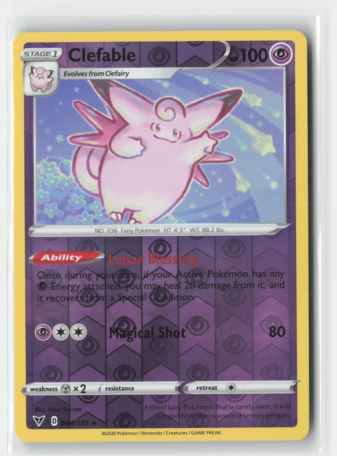 Clefable Vivid Voltage 064/185 R Pokemon Reverse Holo NM