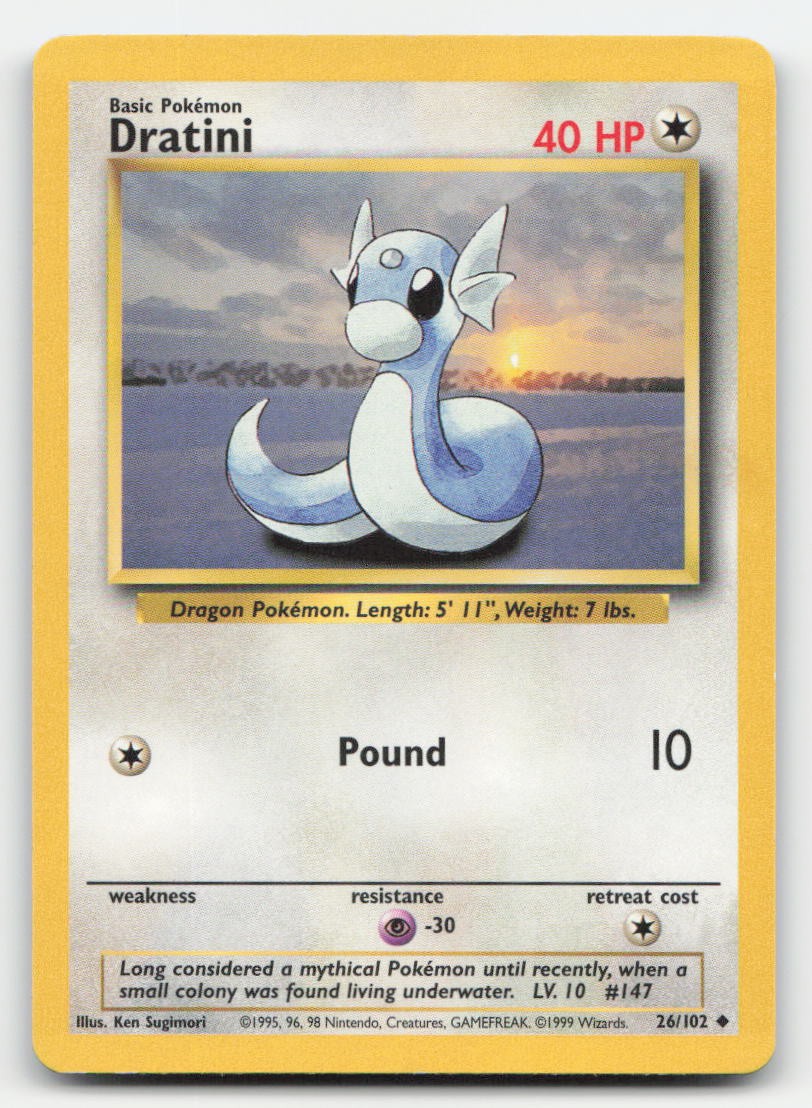 Dratini Base Set Unlimited 26/102 UC Pokemon LP