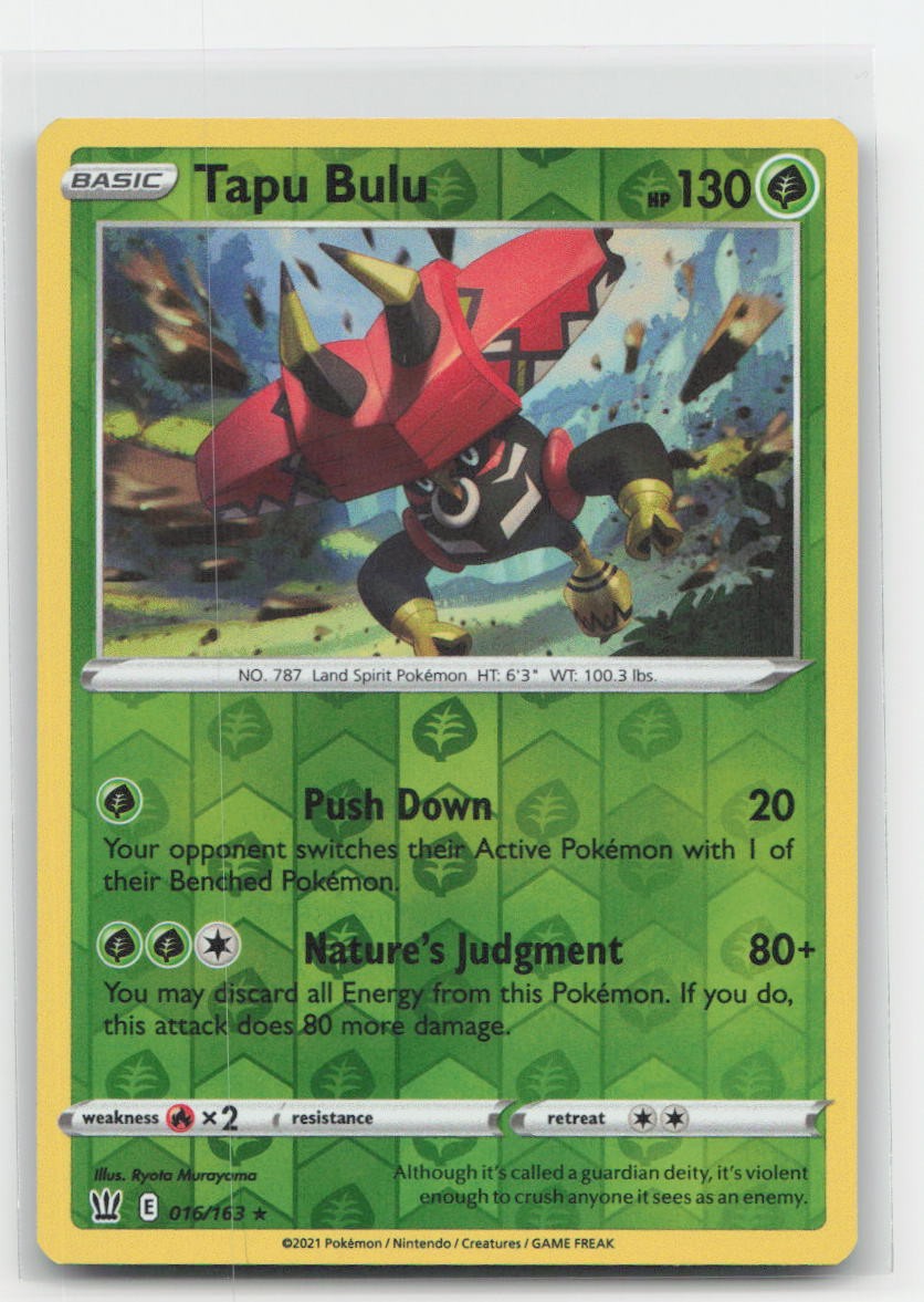 Tapu Bulu Reverse Holo Holo Battle Styles 016/163 R Pokemon LP