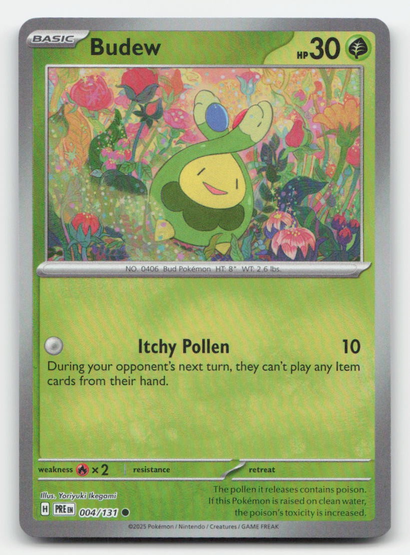 Budew (Master Ball Pattern) Holo Prismatic Evolutions 004/131 C Pokemon NM